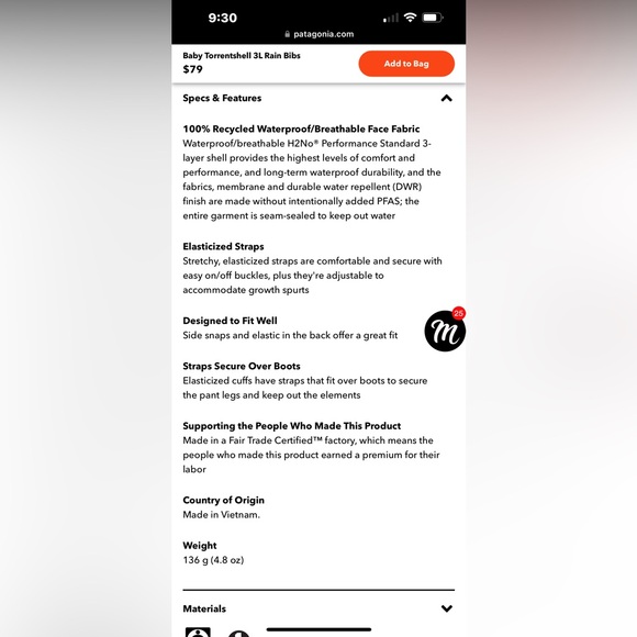 Patagonia Baby Torrentshell 3L Rain Bibs - Picture 7 of 7